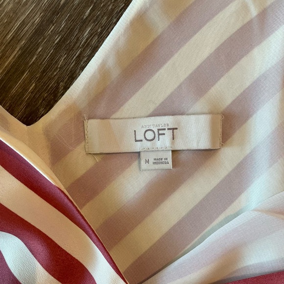 Loft Size Medium sleeveless coral/pink and cream striped dress with cream liner - Picture 6 of 6